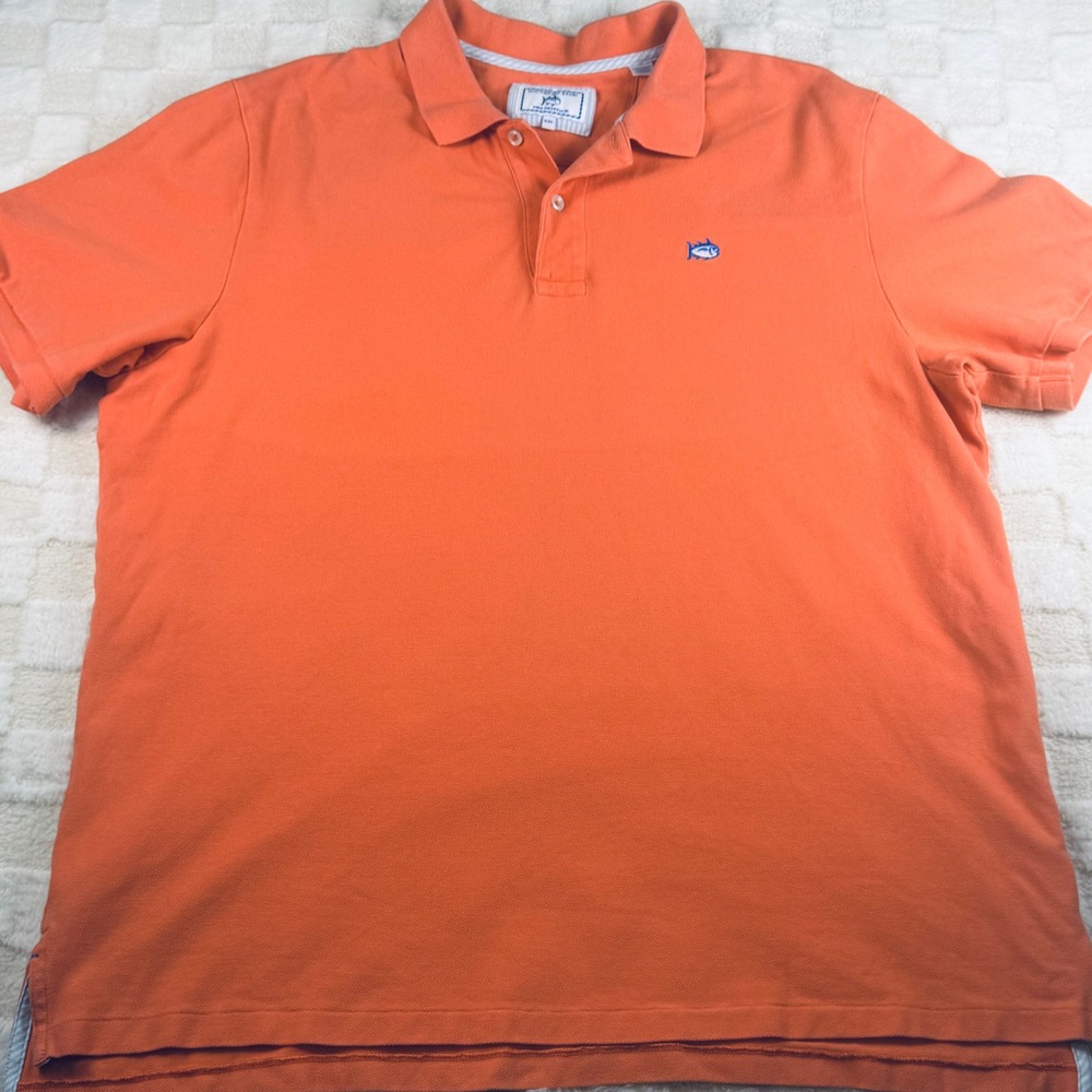 Southern Tide Skipjack Polo Mens XXL Coral Orange Short Sleeve Cotton Shirt